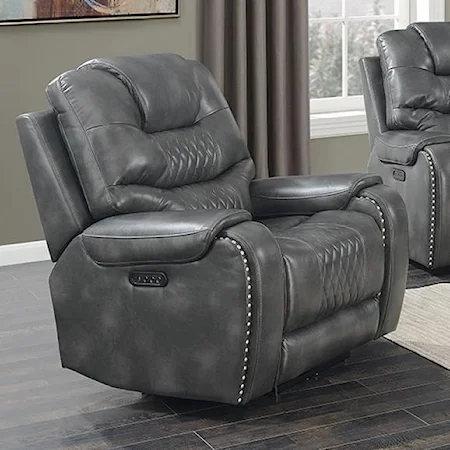 Traditional Power Recliner with Power Headrest and Lumbar Support